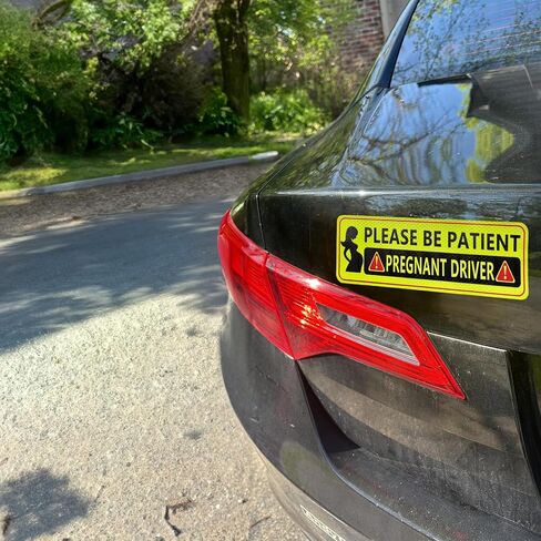 Pregnant Driver Magnet for Car 4 Pack Reflective Sticker Pratical Gifts for Exceptant Mother Driver Funny Car Magnet Please be Patient Safe Driving in Saudi Arabia