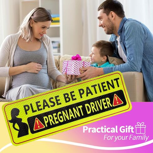 Pregnant Driver Magnet for Car 4 Pack Reflective Sticker Pratical Gifts for Exceptant Mother Driver Funny Car Magnet Please be Patient Safe Driving in Saudi Arabia