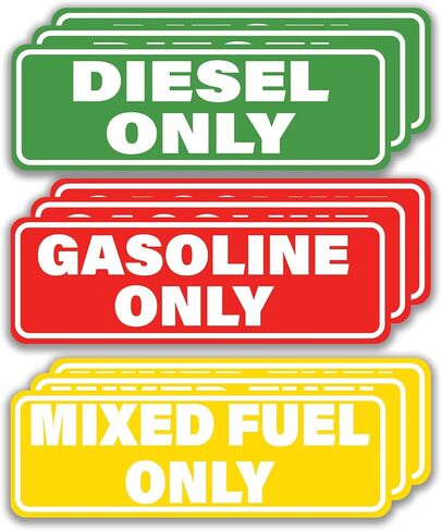 Gasoline Only Sticker Decal Sign 9-Pack - Weatherproof Adhesive Decal for Your Truck, Car, Tractor, Gas Fuel Can, Fuel Gas Pump - 6 x 2 Inches (Gasoline, Diesel and Mixed Fuel) in Kuwait