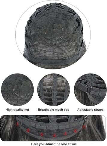 ANOGOL + قبعة شعر + حجاب أحمر شعر مستعار أسود مع غرة مدببة وكعكة قوطية متوسطة الطول شعر مستعار قوطي العروس زي للنساء شعر مستعار لحفلات الهالوين، شعر مستعار صناعي أسود على شكل كعكة شعر مستعار متوسط ​​مستقيم للعروس للنساء in Kuwait