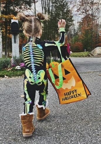 Kuriozud Kids Toddler Girls Halloween Costume Zipper Long Sleeve Skeleton Jumpsuit Little Girl Halloween Clothes Outfit in Kuwait