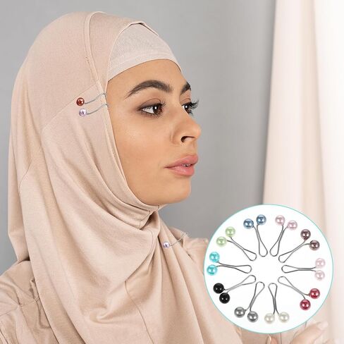 24 قطعة دبابيس الحجاب مقاطع وشاح كليب اللؤلؤ بروش دبابيس متعدد الألوان اللؤلؤ دبابيس حجاب إسلامي شال السلامة دبابيس الحجاب وشاح كليب in Kuwait