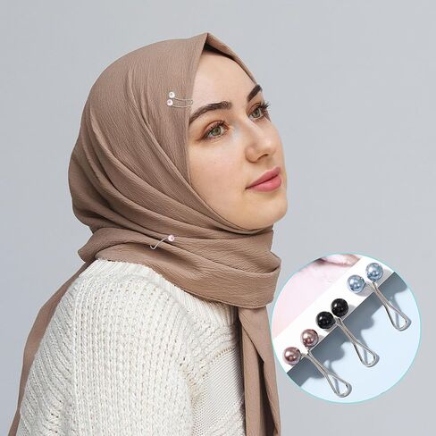 24 قطعة دبابيس الحجاب مقاطع وشاح كليب اللؤلؤ بروش دبابيس متعدد الألوان اللؤلؤ دبابيس حجاب إسلامي شال السلامة دبابيس الحجاب وشاح كليب in Kuwait