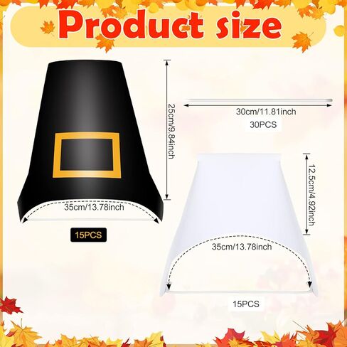 30 Pcs Thanksgiving Pilgrim Hats for Kids Thanksgiving DIY Paper Hats Pilgrim Bonnets Kit Thanksgiving Adjustable Costume Paper Hats for Thanksgiving Party Classroom Craft Activity in Kuwait