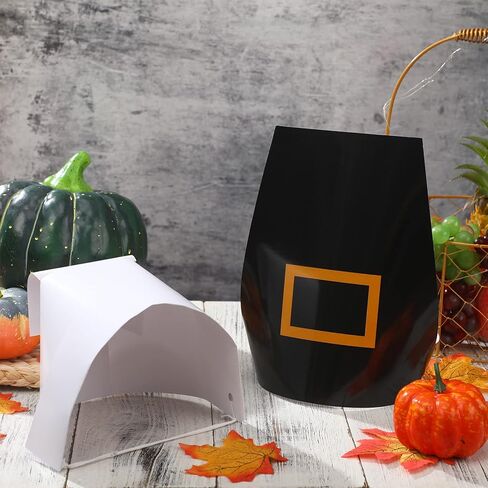 30 Pcs Thanksgiving Pilgrim Hats for Kids Thanksgiving DIY Paper Hats Pilgrim Bonnets Kit Thanksgiving Adjustable Costume Paper Hats for Thanksgiving Party Classroom Craft Activity in Kuwait