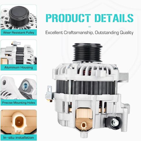 Alternator fit for Honda Accord L4 2.4 2.4L 2013 2014 2015 2016 2017, Replace 31100-5A2-A02, 31100-5A2-A02RM in Saudi Arabia