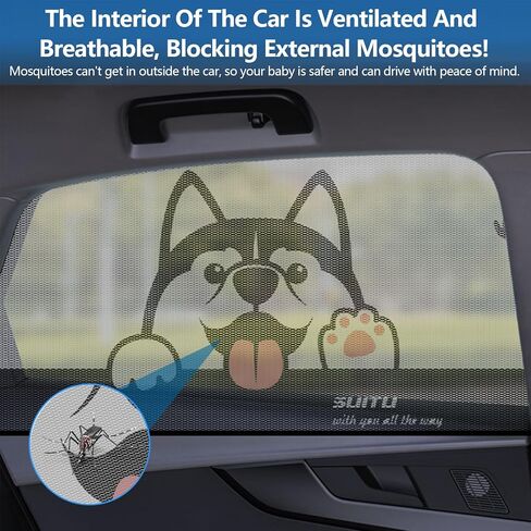 2 حزمة ظلال نافذة السيارة للطفل حماية من الأشعة فوق البنفسجية شبكة تنفس الطفل يغطي نافذة السيارة الجانبية ظلال الشمس عالمية تناسب تمتد ظلال الشمس حماية الخصوصية للأطفال الأسرة (23.6 "× 35.4") in Kuwait