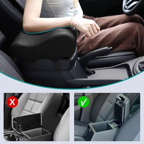 MABOZOO Gel Car Armrest Cushion, Memory Foam car Center Console Cushion pad Auto Center Console Armrest Pillow with Cooling Gel for Most Car (Black) in Saudi Arabia
