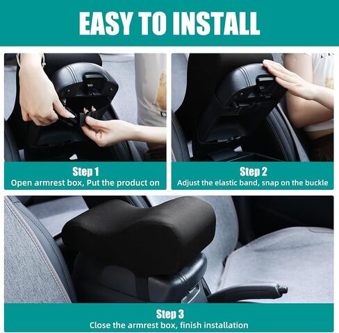 MABOZOO Gel Car Armrest Cushion, Memory Foam car Center Console Cushion pad Auto Center Console Armrest Pillow with Cooling Gel for Most Car (Black) in Saudi Arabia