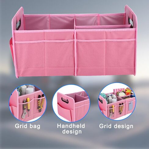 Mandark Car Trunk Organizer, Collapsible Automotive Trunk Storage Organizer with Multiple Compartments, Vehicle Interior Container Box Accessories, Universal for RV, SUV, Truck (Beige) in Kuwait