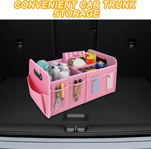 Mandark Car Trunk Organizer, Collapsible Automotive Trunk Storage Organizer with Multiple Compartments, Vehicle Interior Container Box Accessories, Universal for RV, SUV, Truck (Beige) in Kuwait