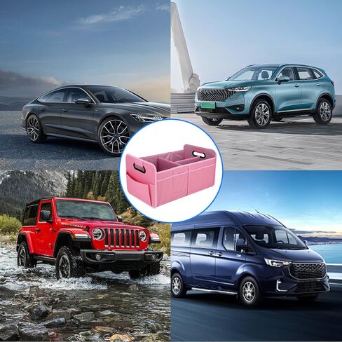 Mandark Car Trunk Organizer, Collapsible Automotive Trunk Storage Organizer with Multiple Compartments, Vehicle Interior Container Box Accessories, Universal for RV, SUV, Truck (Beige) in Kuwait