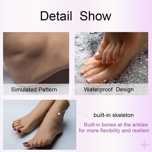 Sumumtor 1Pair Soft Silicone Lifesize Female Mannequin Feet Realistic Silicone Foot Mannequin Display Shoes Display Jewelry Sandal Shoe Sock Display Art Sketch Nail (Light Color) in Saudi Arabia