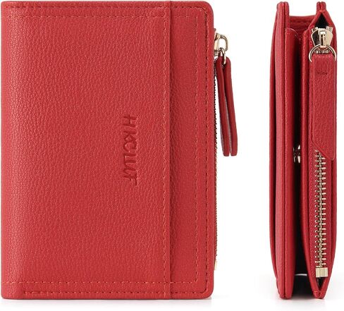 HKCLUF Small Wallet for Women Slim Credit Card Holder Vegan Leather Bifold Compact Wallet Women With Zipper Coin Pocket ID Window(red) in Saudi Arabia