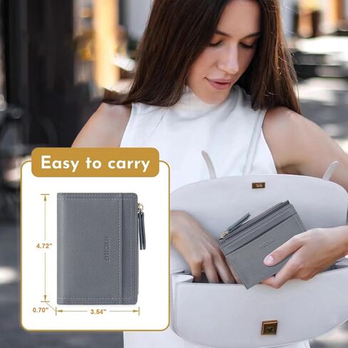 HKCLUF Small Wallet for Women Slim Credit Card Holder Vegan Leather Bifold Compact Wallet Women With Zipper Coin Pocket ID Window(red) in Saudi Arabia