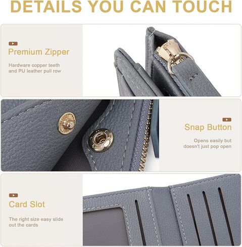 HKCLUF Small Wallet for Women Slim Credit Card Holder Vegan Leather Bifold Compact Wallet Women With Zipper Coin Pocket ID Window(red) in Saudi Arabia