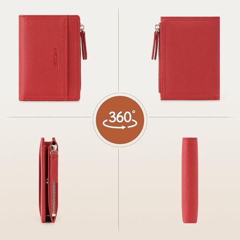 HKCLUF Small Wallet for Women Slim Credit Card Holder Vegan Leather Bifold Compact Wallet Women With Zipper Coin Pocket ID Window(red) in Saudi Arabia
