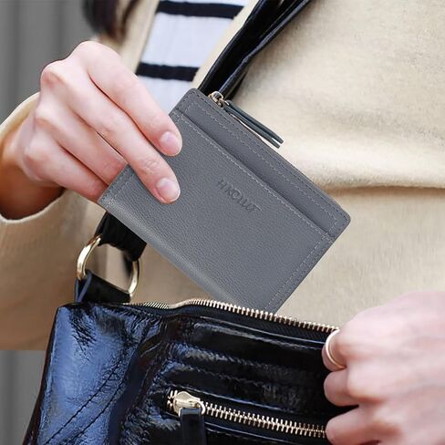 HKCLUF Small Wallet for Women Slim Credit Card Holder Vegan Leather Bifold Compact Wallet Women With Zipper Coin Pocket ID Window(red) in Saudi Arabia