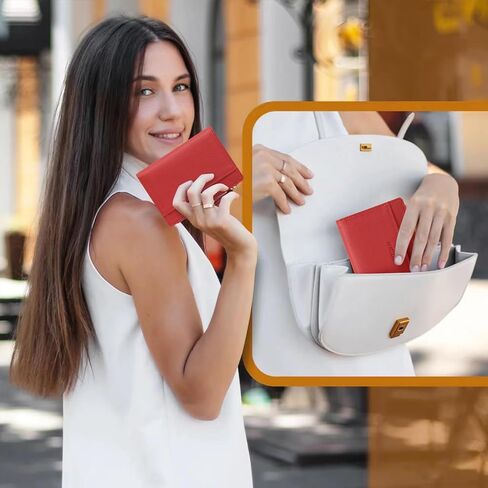 HKCLUF Small Wallet for Women Slim Credit Card Holder Vegan Leather Bifold Compact Wallet Women With Zipper Coin Pocket ID Window(red) in Saudi Arabia