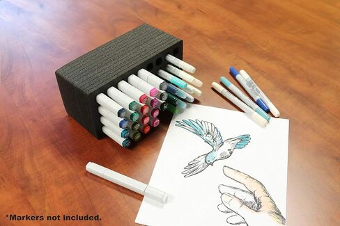 Polar Whale Art Marker Storage Tray Organizer Pen Pencil Brush Storage Design Stand Supply Horizontal Storage Non-Scratch Non-Rattle Washable Compatible with Copic and More Holds 72 in Saudi Arabia