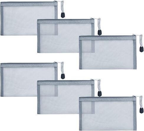 6 عبوات من حقائب مستحضرات التجميل الشبكية، وحقائب مكياج من النايلون مع سحاب للمنزل والمكتب وحقيبة الحفاضات (أسود) in Kuwait