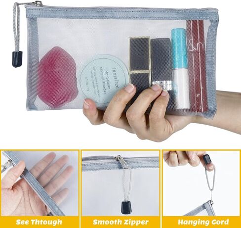 6 عبوات من حقائب مستحضرات التجميل الشبكية، وحقائب مكياج من النايلون مع سحاب للمنزل والمكتب وحقيبة الحفاضات (أسود) in Kuwait