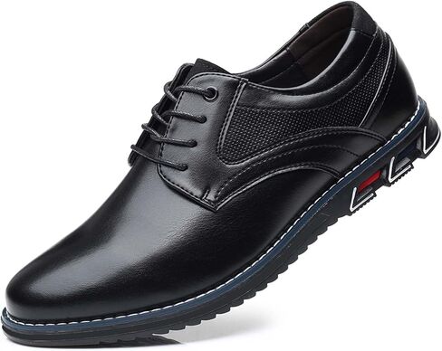 Men’s Dress Shoes No-Stripe Casual Business Oxford Derby Orthopedic Leather Shoes Comfortable Walking Shoes Office Loafers Work Flats in Kuwait