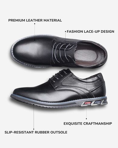 Men’s Dress Shoes No-Stripe Casual Business Oxford Derby Orthopedic Leather Shoes Comfortable Walking Shoes Office Loafers Work Flats in Kuwait