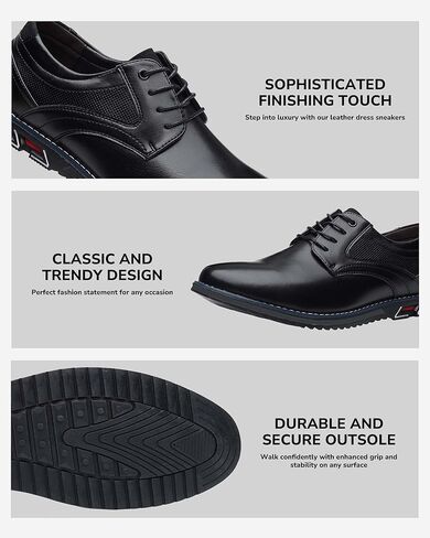 Men’s Dress Shoes No-Stripe Casual Business Oxford Derby Orthopedic Leather Shoes Comfortable Walking Shoes Office Loafers Work Flats in Kuwait