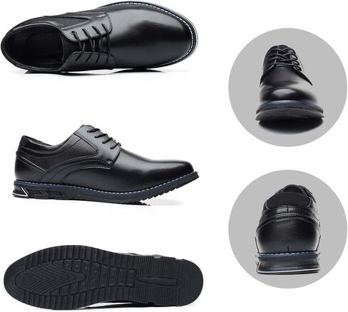 Men’s Dress Shoes No-Stripe Casual Business Oxford Derby Orthopedic Leather Shoes Comfortable Walking Shoes Office Loafers Work Flats in Kuwait