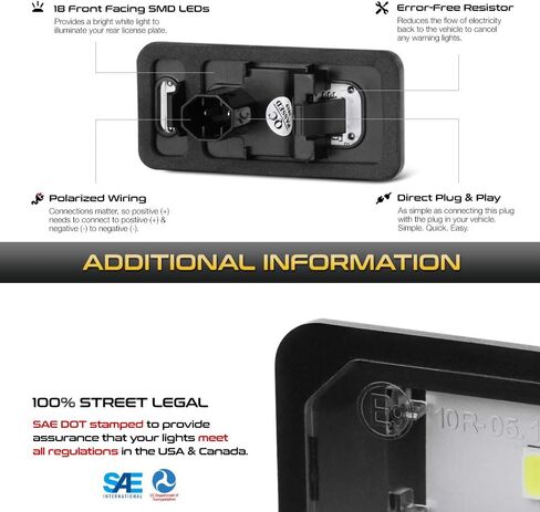 VIPMOTOZ لوحة ترخيص LED كاملة لسيارة Toyota Land Cruiser Lexus GX470 LX470 LX570-6000K باللون الأبيض الماسي، استبدال مجموعة مصابيح العلامة المكونة من قطعتين in Kuwait