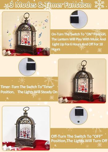 10 بوصات كرات ثلج عيد الميلاد فانوس 8 موسيقى مضاءة مع مؤقت USB/بطارية تعمل بطاحونة هوائية تدور سانتا للأطفال يغنيون دوامات لامعة ثلجية زينة عيد الميلاد ديكور المنزل هدية للأطفال البالغين in Kuwait