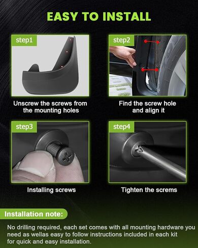 SCITOO Set of 4PCS Universal mud Flaps for 2011-2018 for Ford Fiesta Front & Rear mud Flaps Splash Guard Set in Saudi Arabia