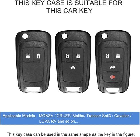 ELOHEI for Chevy Key Fob Cover، غطاء حافظة مفاتيح ناعم من مادة TPU لشيفي شيفروليه إكوينوكس كامارو كروز ماليبو سونيك فولت بارك إمبالا بويك إنكور ألور ريجال in Kuwait