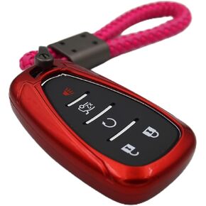 Smart Key Fob Cover for Chevrolet Chevy Malibu Camaro Trax Traverse Sonic Cruze Volt Equinox Spark HYQ4AA 5 Buttons red