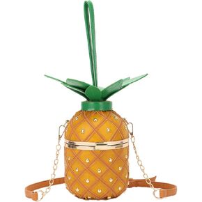 Lanpet Pineapple-Shaped Crossbody Bag for Women PU Leather Rivets Chain Strap Shoulder Bag Tote Handbags