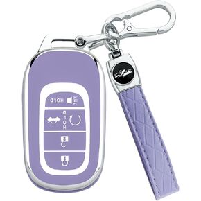 for Honda Key fob Cover, Silver Edge Key Shell Case for Accord Civic HR-V CR-V Pilot 2021-2024 Accessories (Black)