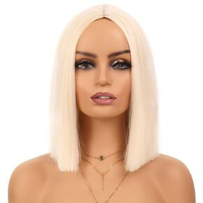 Pink Peekaboo Bob Wig with Bangs Short Straight Bob Wig for Women Shoulder Length Black and Pink Highlights Wig for Daily Party Use (12inch)
