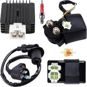AC CDI Box Solenoid +Gy6 Ignition Coil +Relay +Voltage Regulator +Spark Plug Replacement for Tomberlin Crossfire 150R Spiderbox 150cc Go karts Parts GY6 150cc Engine Scooter