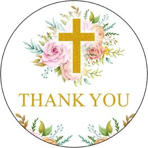 2" Round 50 Pack Cross Thank You Stickers Candy Sticker Labels for Religious Party, Baptism, Confirmation, Christening, First Communion in Saudi Arabia
