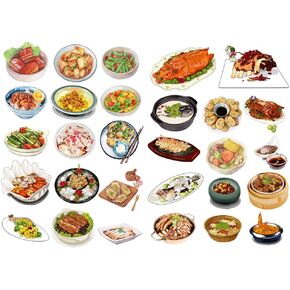 Seasonstorm Chinese Dinner Food Menu Aesthetic Diary Travel Journal Paper Stickers Scrapbooking Stationery School Office Art Supplies (PK521)