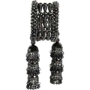Efulgenz Indian Oxidized Jewelry Boho Bracelet Set Indian Oxidized Bracelet for Women Metal Ball Beaded Layered Jhumki Hanging Latkan Tassel Bracelet Fashion Statement Jewelry for Women