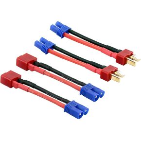 4pcs T-plug Style to EC2 Male Female RC Connector Adapter with 16awg 2inch Wire(E14-4)