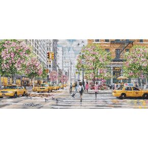 Luca-S Cross Stitch Kit Gold - New York, BU5049, Counted Cross Stitch Kit for Adults, Needlecraft and Embroidery Kit