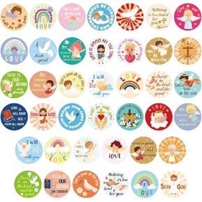 600pcs Christian Religious Stickers for Kids, 1" Round Jesus Stickers for Kids Adults Inspirational Christian Faith Stickers Catholic Bible Decals for Art Crafts Easter Decor (Drawing Style)