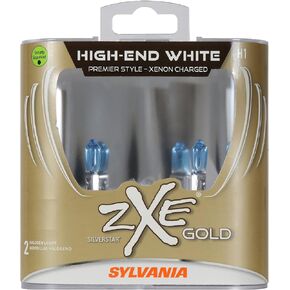 SYLVANIA - H1 SilverStar zXe GOLD High Performance Halogen Headlight Bulb - Headlight & Fog Light, Bright White Light Output, Best HID Alternative, Xenon Charged Technology (Contains 2 Bulbs)