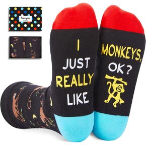 HAPPYPOP Monkey Gifts for Men - Funny Monkey Socks for Men Women, Novelty Monkey Socks for Teens