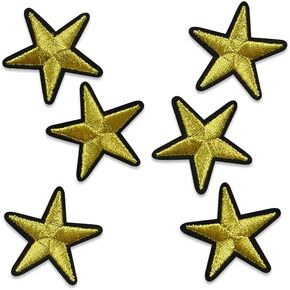 Expo International Star Sm 1.5" Iron Gold 6 pc Patches/Appliques