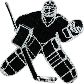 Hockey patch, goalkeeper patch Embroidered Iron on Sew on Patch Badge for Clothes etc. 8x6cm