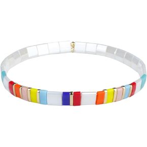 KELITCH Women Stretch Bracelets Miyuki Tila Beaded Bracelets Rainbow Strand Bracelets Beach Jewelry